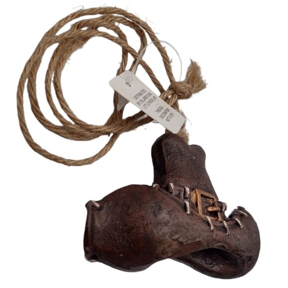 Vintage Brown Cowboy Hat Christmas Ornament Buckle Old Hillbilly Western 3" - Picture 2 of 8